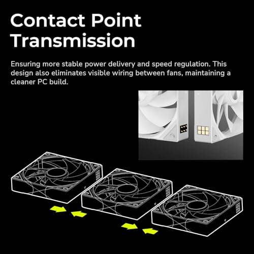 Tryx 120mm Case Fan Reverse Blade ARGB PC Computer Quiet Fan 3in1 Cooler, Upgraded Pogo-Pin Connection with Magnetic Cable，ARGB Gen2 LEDs，New Version ROTA SL，White - color: 3in1 White, size: Reverse Fan