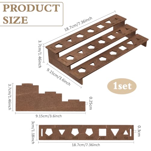 BENECREAT Wooden Dice Holder - 3 Tier Display Rack, Coconut Brown Storage Shelf Holds 21 Pcs of Polyhedral Dice for Collectors, Dungeons and Dragons Game - color: Coconut Brown
