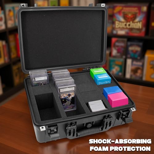 CASEMATIX Graded Card Case Compatible with 130+ BGS PSA Graded Sports Trading Cards, Waterproof Graded Slab Card Box with Precision Cut Graded Card Storage Box Foam Dividers