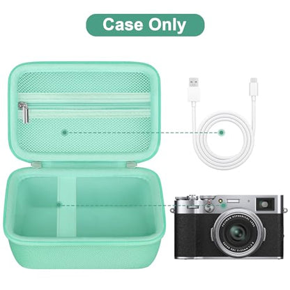 Canboc Carrying Case for Fujifilm X100VI/ X100V/ X100F/ X100S/ X-E5 Digital Camera, Zipper Mesh Pocket fit USB Cable, Green (Case Only) - color: Green
