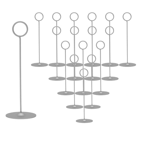 Urban Deco 16 Pieces Table Card Holder 8 inches Table Number Holders Place Steel Card Holders for Photos, Food Signs, Memo Notes, Weddings, Restaurants, Birthdays（Matte Silver） - color: Matte Silver