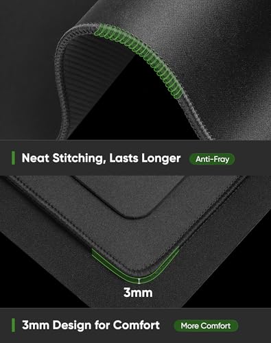 ALOANES Large Gaming Mouse Pad with Non-Slip Rubber Base,Stitched Edge,Desk mat for Laptop,Computer & PC, Wristing Pad for Gamer,Office & Home,Classic Black XXL 15.74''x35.43''x0.12'' | Black Large Cloth Fabric Mousepad for Keyboard, Computer Gaming 3XL 3
