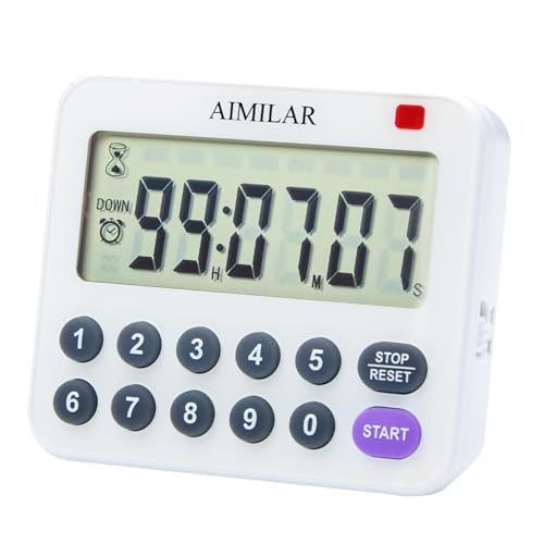 AIMILAR Magnetic Digital Kitchen Timer with Direct Numerical Keypad, Loud Alarm - 99Hr Countdown Count Up Timer for Cooking Baking Classroom, Batteries Included - color: Purple-1