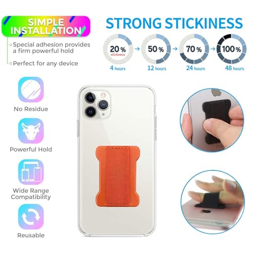 Finger Strap Phone Holder - Ultra Thin Anti-Slip Universal Cell Phone Grips Band Holder for Back of Phone - 2Pack，BlackOrange - color: BlackOrange