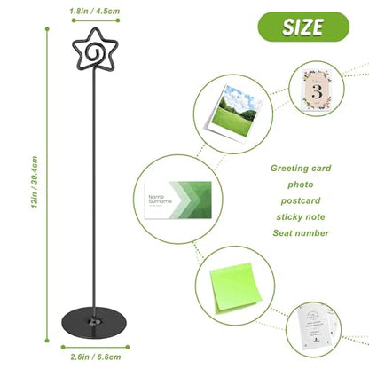 Urban Deco Nickel Black Pentagram Place Card Holders, 12 Pack, 12 Inch Table Number Stands