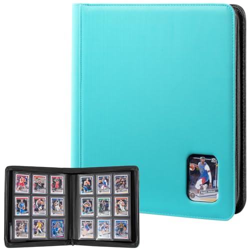 ProCase Top Loader Binder, 9 Pocket Holds 324 Toploaders, Lightblue | Non-PVC Pockets Waterproof PU Leather Binder for Trading Cards or Sports Cards, Compatible with TCG, MTG in 3"x4" Toploader - color: 4-Lightblue