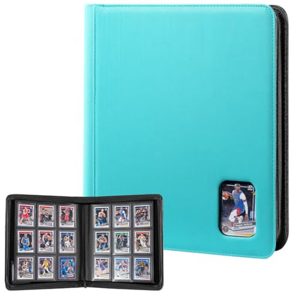 ProCase Top Loader Binder, 9 Pocket Holds 324 Toploaders, Lightblue | Non-PVC Pockets Waterproof PU Leather Binder for Trading Cards or Sports Cards, Compatible with TCG, MTG in 3"x4" Toploader - color: 4-Lightblue