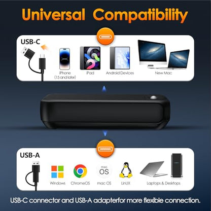 USB-A/USB-C Computer Speakers for PC Desktop | Wired Speakers with RGB Lights/Stereo Sound/Enhanced Bass,Portable Mini Sound-bar for Monitor/Laptop/PC/Smartphones/Tablets