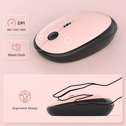 MOFII Wireless Keyboard and Mouse Combo, Full Size 2.4G Retro Round Computer Keyboard and Mouse Set, Plug and Play, for Windows, Computer, Desktop, PC, Notebook - (Lovely BlackBerry Gradient) - color: Lovely Blackberry Gradient