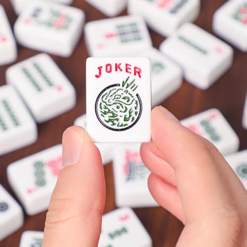 ZGME American Mahjong 세트, 인쇄된 직사각형 가방 및 액세서리가 있는 166개의 화이트 타일, 푸셔가 있는 올인원 마작 랙 4개, 완벽한 웨스턴 마작 세트 - color: 라이트 블루