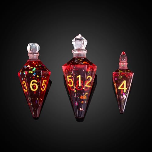 7PCS Potion DND Dice Set,Transparent Sharp Edge Dice Set D&D RPG Polyhedral Die,for Dungeons & Dragons, Pathfinder, and TTRPG Roleplaying Games (Red) - color: Red