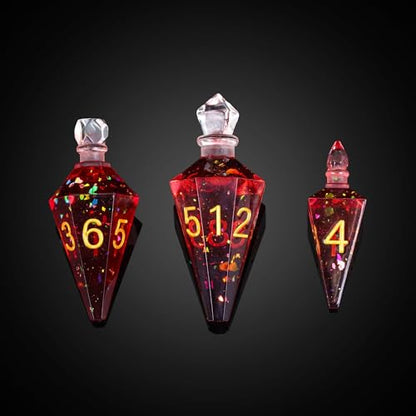 7PCS Potion DND Dice Set,Transparent Sharp Edge Dice Set D&D RPG Polyhedral Die,for Dungeons & Dragons, Pathfinder, and TTRPG Roleplaying Games (Red) - color: Red