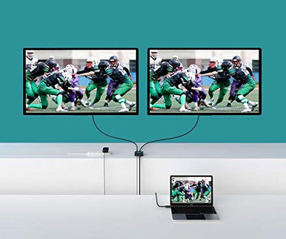 MT-VIKI 4K HDMI Splitter 1 in 2 Out, 1x2 Powered HDMI Splitter for Dual Monitors w/Power Adapter, 4K@30Hz Dual Monitors Duplicate/Mirror for PS4 Fire Stick HDTV (Pack of 2) - size: 1x2 (Pack of 2)