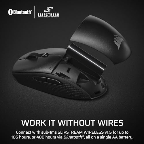 Corsair M55 Wireless Lightweight FPS Gaming Mouse – 2.4GHz & Bluetooth – 24,000 DPI – Long-Lasting Battery Life – Six Programmable Buttons – Textured Side Grips – Black - color: Black, style: Wireless