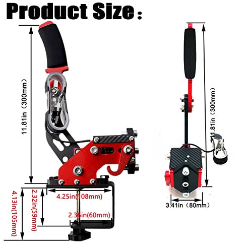 Obokidly Upgrade 2-in-1 USB Handbrake Support G29 Compatible with PS4 + PC for Simracing Game Sim Rig with Clamp (Red) [windows] - color: Red