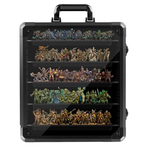 Miniature Carrying Case, Storage & Display for Warhammer Mini, Large | Aluminum Alloy Frame for Secure Transport, Clear Window with Lock, for Warhammer 40k Miniatures, Figures and Collectibles - size: Large