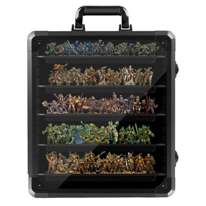 Miniature Carrying Case, Storage & Display for Warhammer Mini, Large | Aluminum Alloy Frame for Secure Transport, Clear Window with Lock, for Warhammer 40k Miniatures, Figures and Collectibles - size: Large