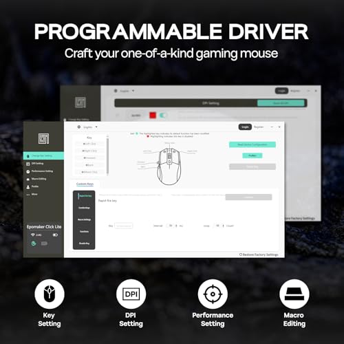 EPOMAKER Click Lite Wireless Gaming Mouse, 800 to 12,000 DPI Adjustable, PAW3311 Sensor, 500mAh, 59g, 2.4G/BT/USB-C Rechargeable Wireless Mouse with 5 Programmable Buttons for PC/Mac/Linux (White) - color: White