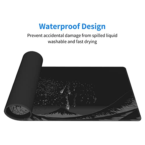 Wave Off Kanagawa Mouse Pad XL Extended Desk Mat, Computer Mousepad | Japanese The Great Wave Off Kanagawa Non Slip Rubber, Base Stitched Edge, Gaming Pc Large Mice Pad 31.5 x 11.8 Inch - color: Black11
