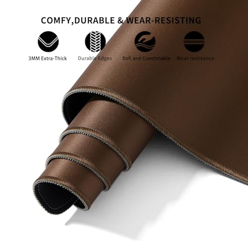 Big Mouse Pad Gaming, Stitch Mouse Pad, Pad for Keyboard and Mouse, Large Mouse Mat, Spill-Proof Surface and Anti-Skid Base, XXXL 35.4” x 15.8” 90 x 40cm - color: Coffee, size: 35.4L x 15.8W inches