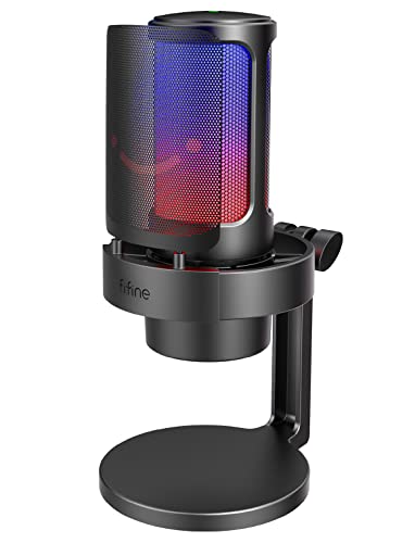 FIFINE AmpliGame A8 USB Gaming Condenser Microphone with RGB Control for PC | RGB Control, Gain Knob, Quick Mute, Desktop Mic, Headphone Jack, Shock Mount, Pop Filter, for PS4/5 Discord Twitch Podcasts - size: A8-Desktop