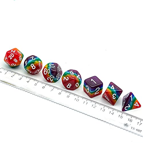 Cusdie 7-Die Rainbow Dice Polyhedral DND Dice Set for Role Playing Game (Rainbow-Opaque) - color: Rainbow-opaque