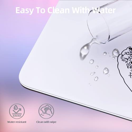 ATTACK SHARK CM05 Glass Gaming Mouse Pad,17.7x15.7 in Large Mouse Mat，Non Slip 9H Hard Mousepads,Nano-Textured Glass Surface with Improved Precision and Speed for FPS Players-Wave White - color: Wave White