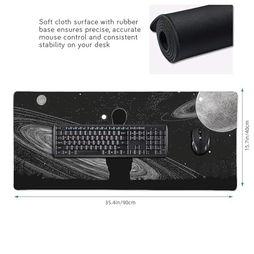 Space Galaxy Gaming Mouse Pad, Extended XXL Size 35.4 x 15.7 inches, Anti-Slip Base, Black - color: Creative Galaxy