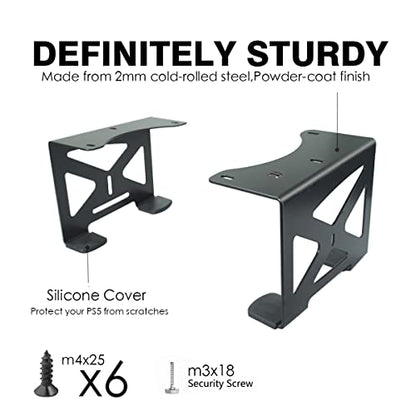 Monzlteck Under Desk Holder for PS5/PS5 Slim/Pro,Stealth Mount Compaitble with PlayStation 5 Disc & Digital Edition Console,Space Saving,DP-05