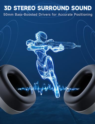 Gvyugke 2.4GHz Wireless Gaming Headsets for PS5, PS4, PC, Switch - Bluetooth 5.3 Gaming Headphones with Noise Canceling Mic, 7.1 Surround Sound, 70H Battery, Blue Lighting - Space Gray - color: Space Gray