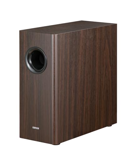Edifier T5s Powered Active Subwoofer with 70W RMS, 8" Long-Throw Woofer, Deep Bass (35Hz) Speaker, Built-in Amp, Low Distortion, Phase Selector & Energy-Efficient for Home & Studio Audio, Brown - color: Brown