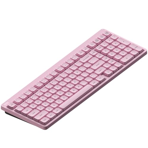 NuPhy Node100 Wireless Mechanical Keyboard, Hot Swappable Custom Low Profile Keyboard, 103 Keys Computer Gaming Keyboards, Supports Touch Gestures, PBT Keycaps, RGB Backlit, Bluetooth/2.4GHz/USB-C - color: Pink, size: Low-profile Red Nano Switch