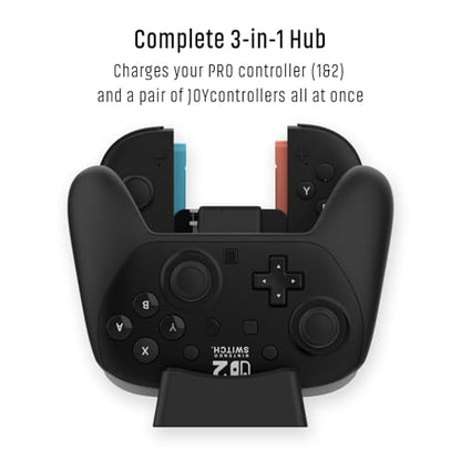 3-in-1 Charger Dock for Nintendo Switch 2 Controller | Charing for NS 2 Pro Controller 2&1 and JOYController 2, Charging Stand, LED Indicator