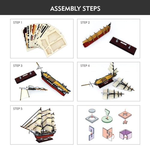 CubicFun 3D Ship Puzzles for USS Constitution Sailing Boat Models for Adults and Teens Toys, 193 Pieces - style: USS Constitution | 1:188