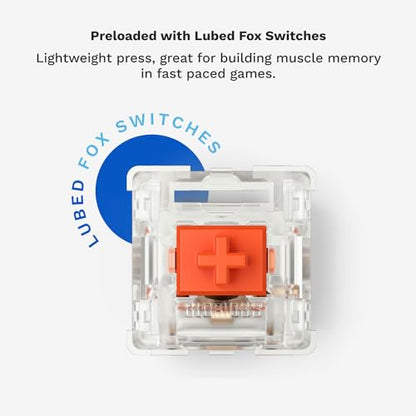 GLORIOUS Gaming GMMK 2-65 Percent Keyboard - White Custom Layout - Compact Low-Profile - Hotswap w/Cherry Mx Style Switches - Incl. Double Shot Keycaps & Linear Switches - color: White, size: Prebuilt Compact (65%)
