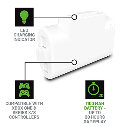 4Gamers SX-C6 X Single Play & Charge Battery Pack Compatible with Xbox Series S and Xbox Series X Consoles - White