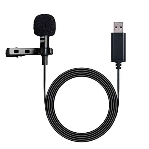 USB Microphone Lavalier Lapel Clip on Mic with 6.56ft Cable for Laptop, Computer, PC, Streaming Conferencing,Interviews, Online Singing, Skype, MSN, Audio Video Recording