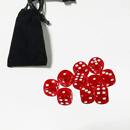 10PCS Polyhedral Dice - D6 Acrylic Dice (16mm, Transparent Red) for RPG, MTG, DND, Table Games - color: Transparent Red