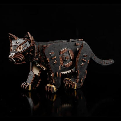 3D Wooden Puzzle for Adults, Mechanical Cat Wooden Model Kits to Build, 236PCS DIY Assembly Pet Jigsaw Puzzle Animal Brain Teaser, Building Toy Gift, KIT Version - color: Black