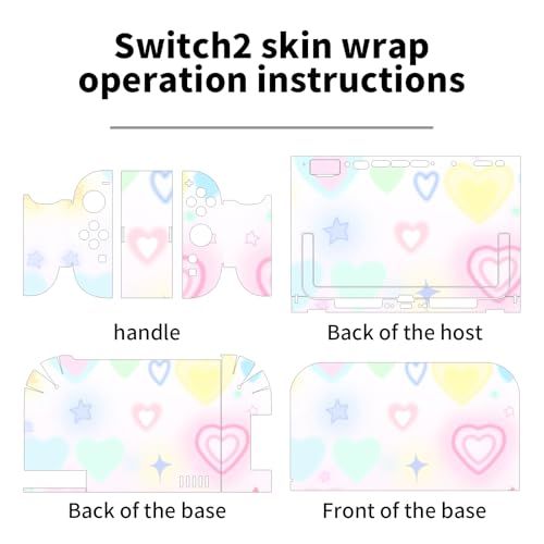 for Nintendo Switch 2 Skin Wrap Cover Decal Sticker Wrap Vinyl Mixed-Color Pattern (Heart Pattern) - color: Heart pattern