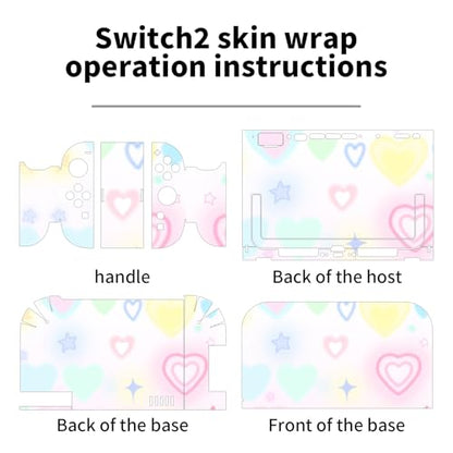 for Nintendo Switch 2 Skin Wrap Cover Decal Sticker Wrap Vinyl Mixed-Color Pattern (Heart Pattern) - color: Heart pattern