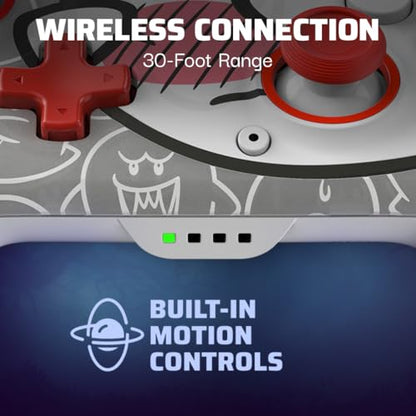 PDP Rematch Glow Wireless Gaming Controller Boo Hoo Nintendo Switch 2, Lite | Also works with OLED, Motion Controls, Rechargeable 40-Hr Battery, 2 Mappable Back Buttons, Mario Boo-Hoo Glow Red & White - color: Boo-Hoo