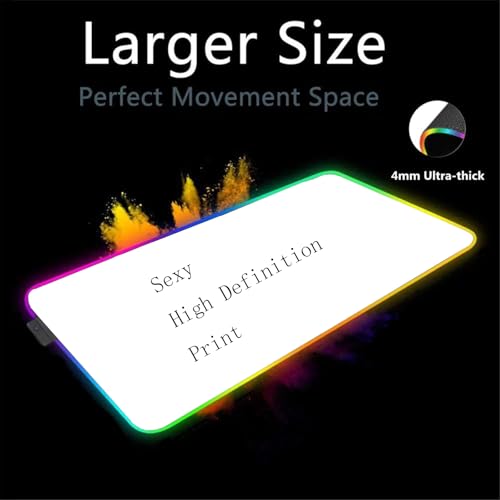RGB Mouse Pad Sexy Anime Gaming LED Mouse Pad XXL Gamers Colorful USB Laptop Keyboard Pad Gaming Desk Sexy Butt Breasts Chest (39.37x19.68 inche) - size: 39.4" x 39.4"