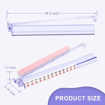 Mahjong Racks with Pushers 4PCS Set Majiang Tile Holder Acrylic Mahjong Racks Accessories and Gifts - color: Light Purple