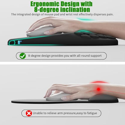VAGAU Ergonomic Mouse Pad with Wrist Support, Wrist Rest Pain Relief Mousepad Memory Foam & Non-Slip PU Base for - Gaming, Office and Home (Black)