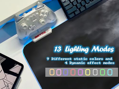 JMIYAV White RGB Gaming Mouse Pad 31.5x12 Inch PC XL Large Extended Glowing Led Light Up Desk Pad Non-Slip Rubber Base Computer Cool Mousepad Mat Desk Accessories Gaming Setup Storm Halo - color: Storm Halo