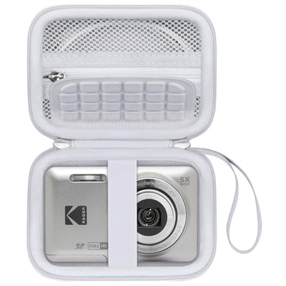 Canboc Hard Case for KODAK PIXPRO FZ55/ FZ45/ FZ43/ FZ53 16MP Digital Camera, Vlogging Camera Bag, Zipper Mesh Pocket fit Cable, SD Card, White (Case Only) - color: T-White
