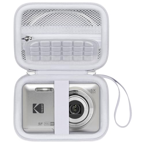Canboc Hard Case for KODAK PIXPRO FZ55/ FZ45/ FZ43/ FZ53 16MP Digital Camera, Vlogging Camera Bag, Zipper Mesh Pocket fit Cable, SD Card, White (Case Only) - color: T-White