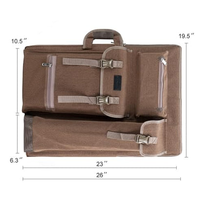 TRANSON Art Portfolio Case Artist Backpack Canvas Bag Large 26” x 19.5” - color: Brown