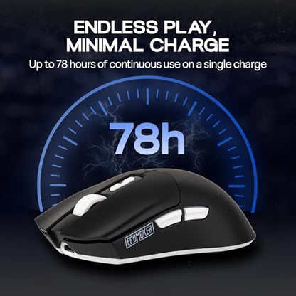 EPOMAKER Click Lite Wireless Gaming Mouse, 800 to 12,000 DPI Adjustable, PAW3311 Sensor, 500mAh, 59g, 2.4G/BT/USB-C Rechargeable Wireless Mouse with 5 Programmable Buttons for PC/Mac/Linux (Black) - color: Black